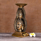 Brass Buddha Head Candle Holder  (11.8 Inch) Vedansh Craft