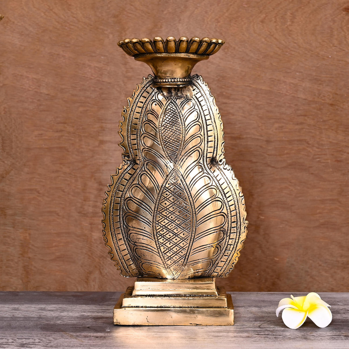 Brass Buddha Head Candle Holder  (11.8 Inch) Vedansh Craft