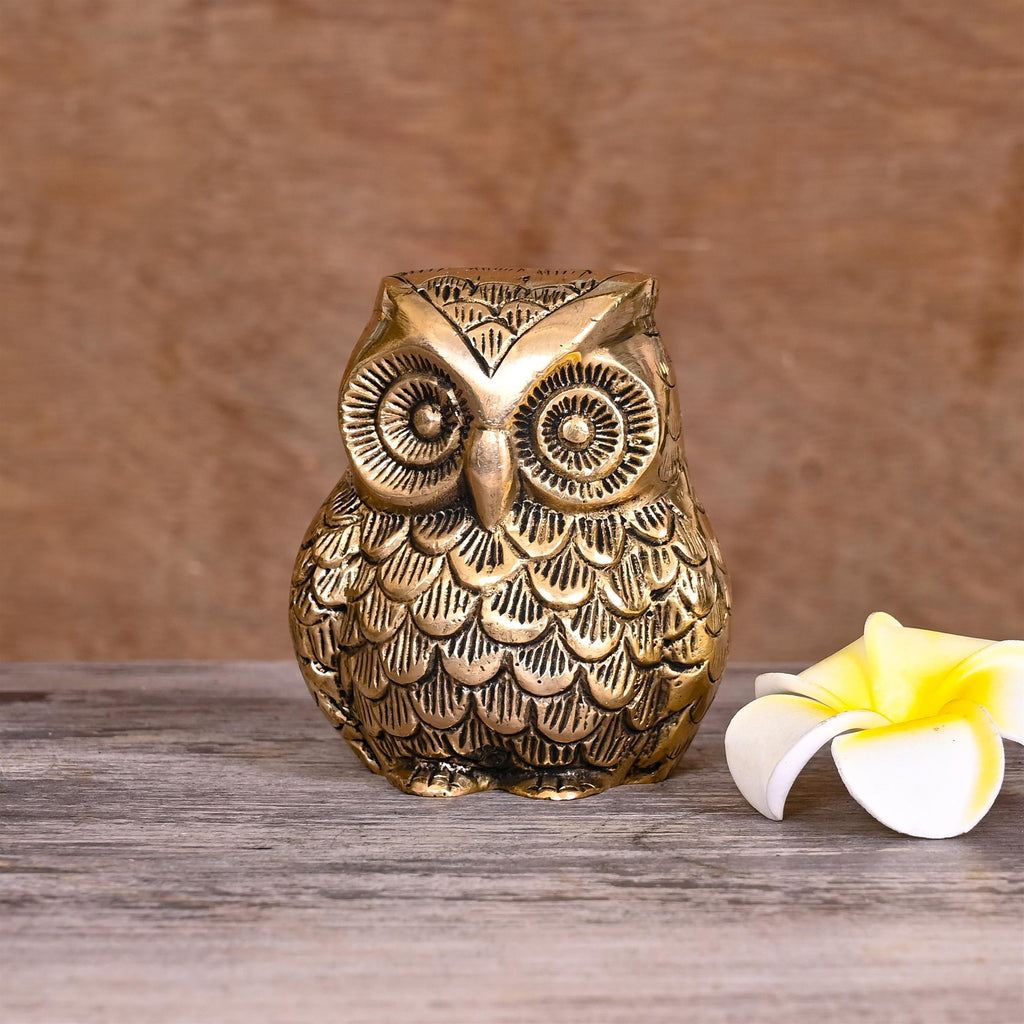 Brass Owl Figurine (2.5 Inch) Vedansh Craft