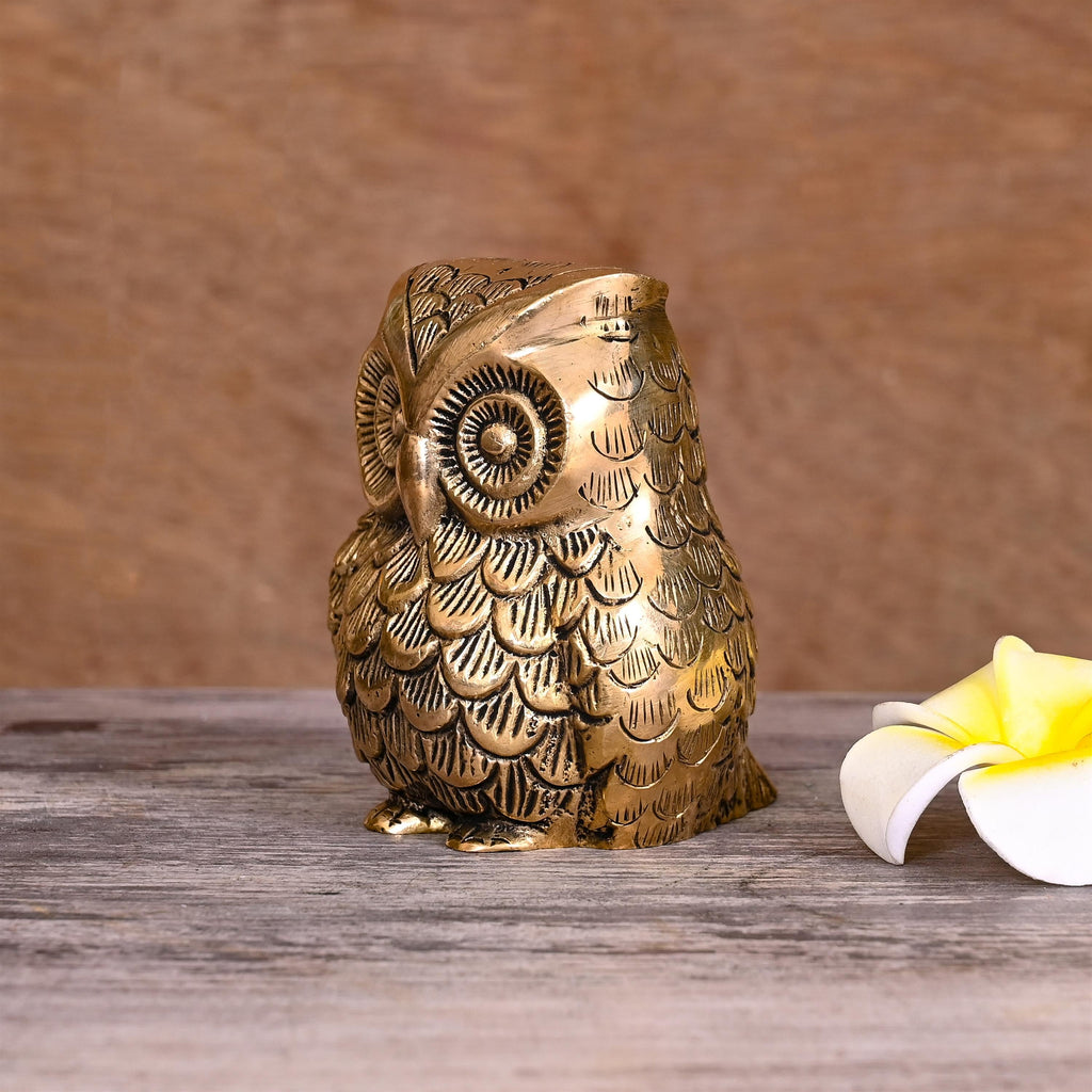 Brass Owl Figurine (2.5 Inch) Vedansh Craft