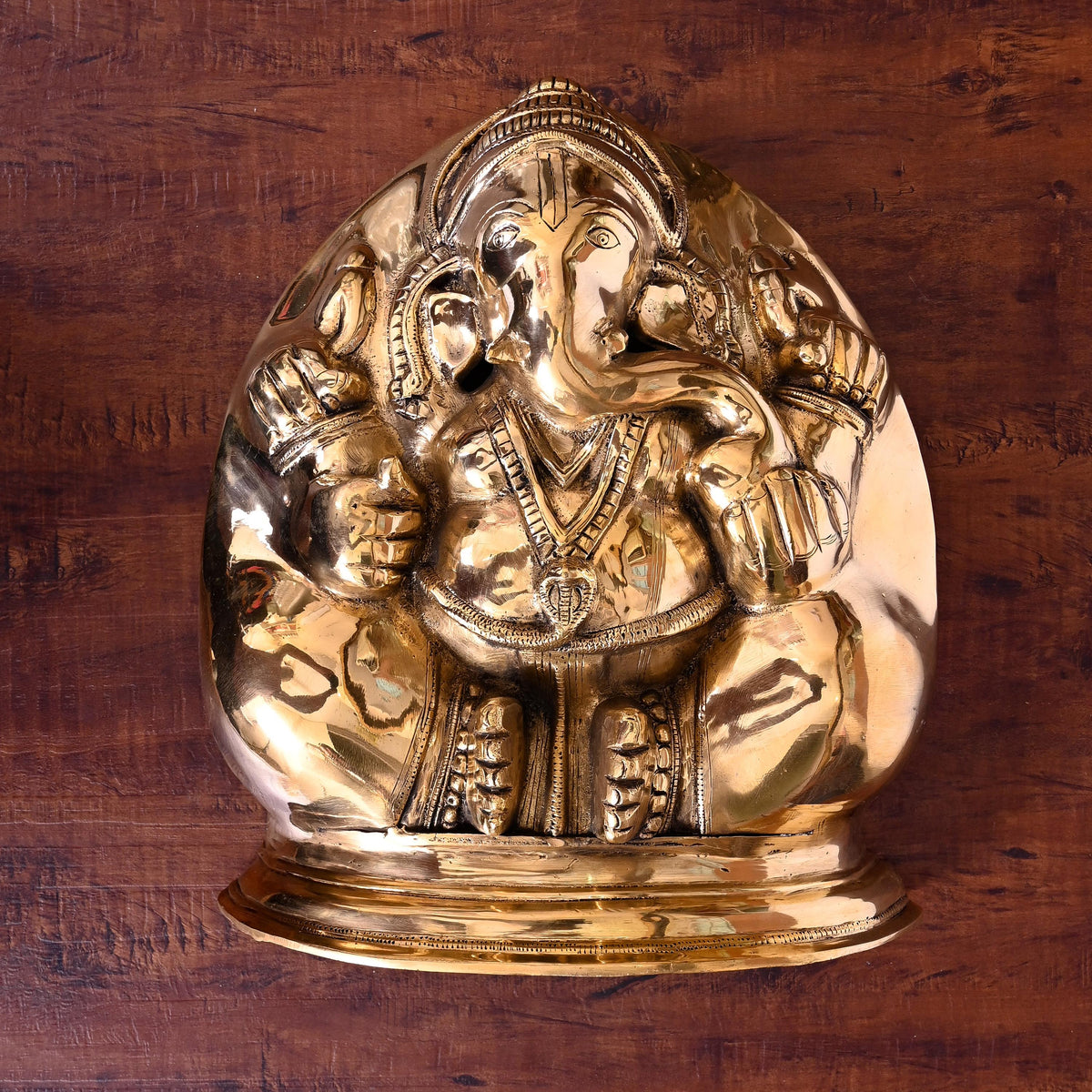 Brass Coconut Shape Ganesha Wall Hanging (13.5 Inch) Vedansh Craft