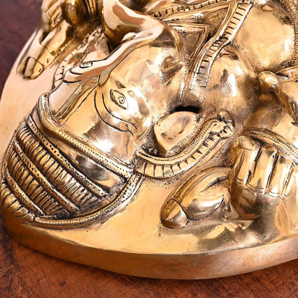 Brass Coconut Shape Ganesha Wall Hanging (13.5 Inch) Vedansh Craft
