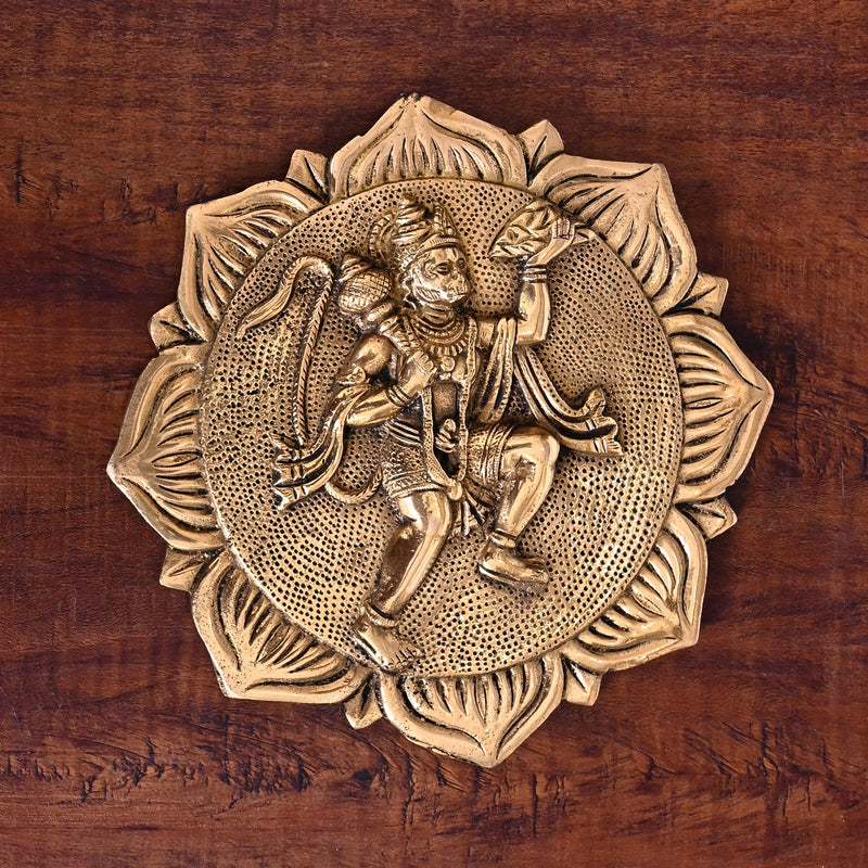 Brass Lord Hanuman Wall Hanging (7.5 Inch) Vedansh Craft