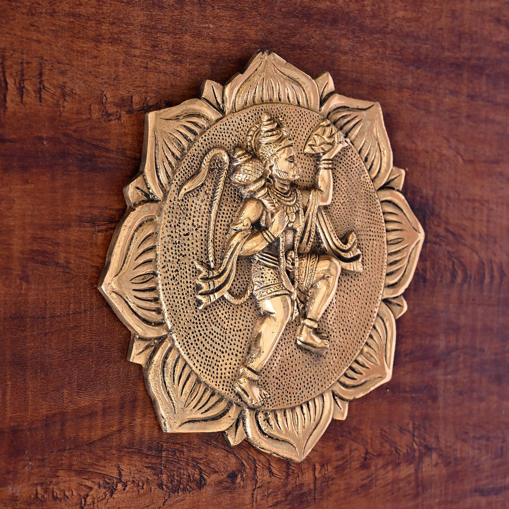 Brass Lord Hanuman Wall Hanging (7.5 Inch) Vedansh Craft