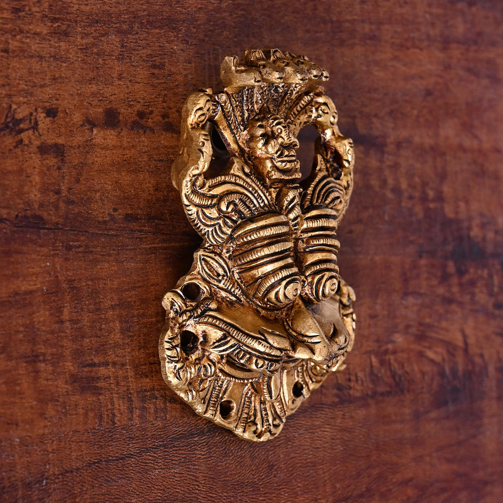 Brass Superfine Yali/kirtimukha Face Wall Hanging (4 Inch) Vedansh Craft