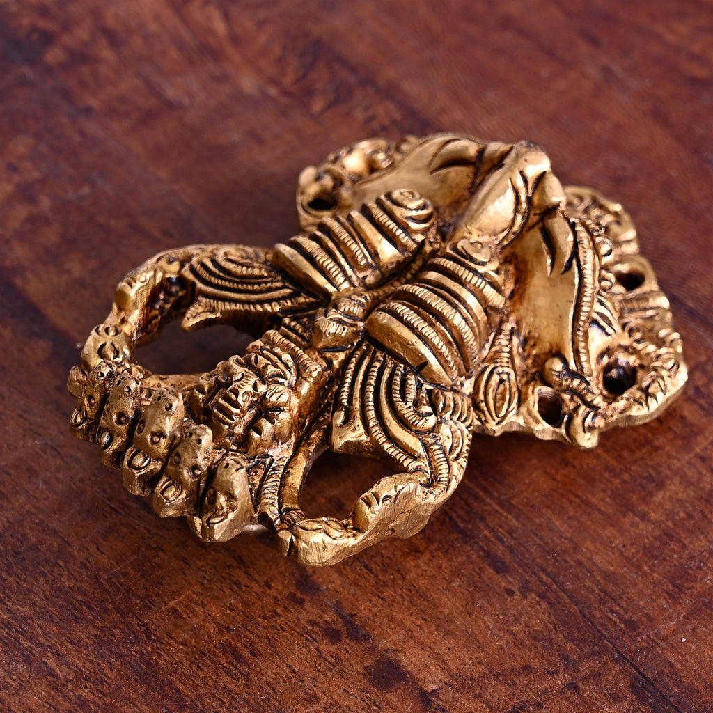 Brass Superfine Yali/kirtimukha Face Wall Hanging (4 Inch) Vedansh Craft