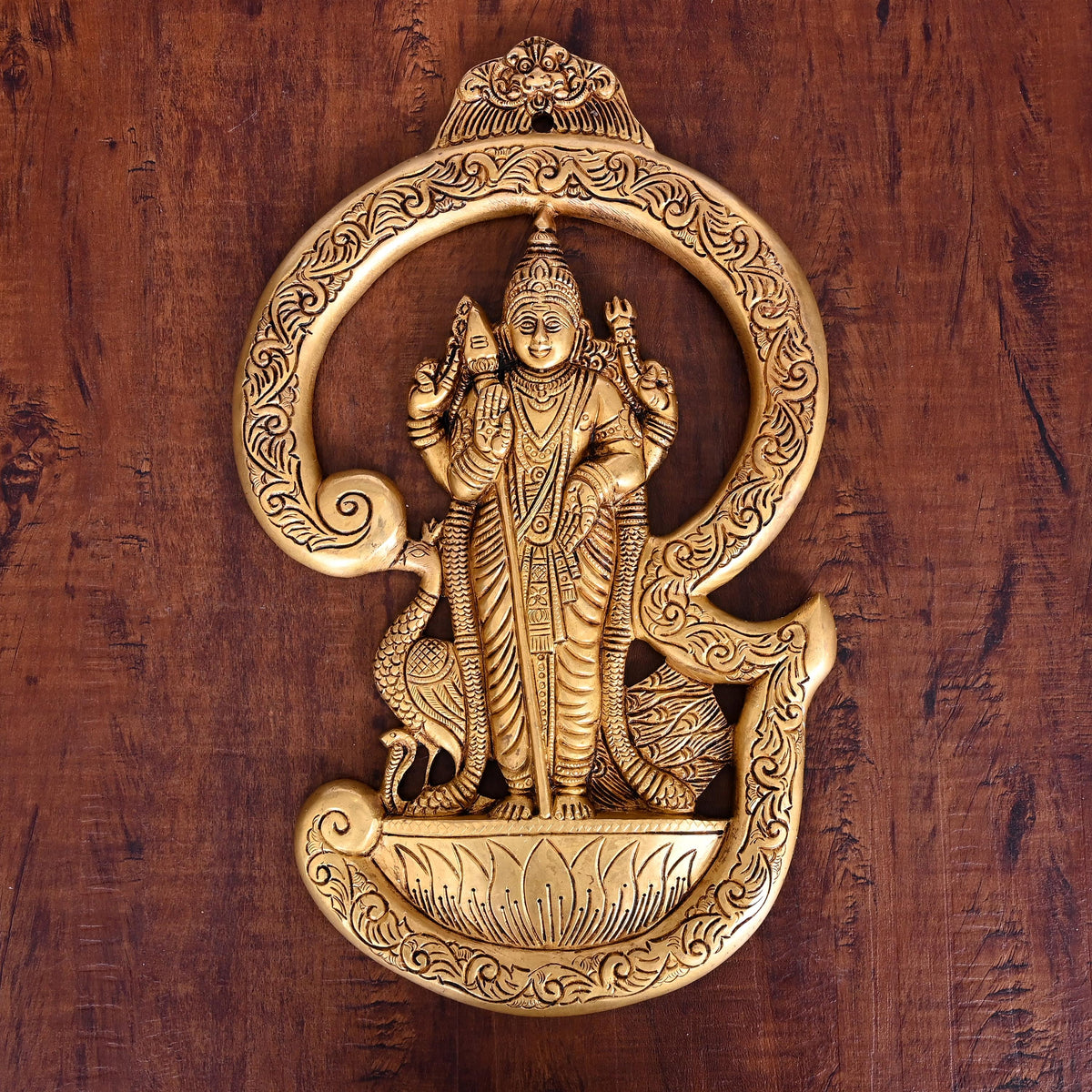 Brass Lord Murugan/Kartikeya Wall Hanging (13.5 Inch) Vedansh Craft