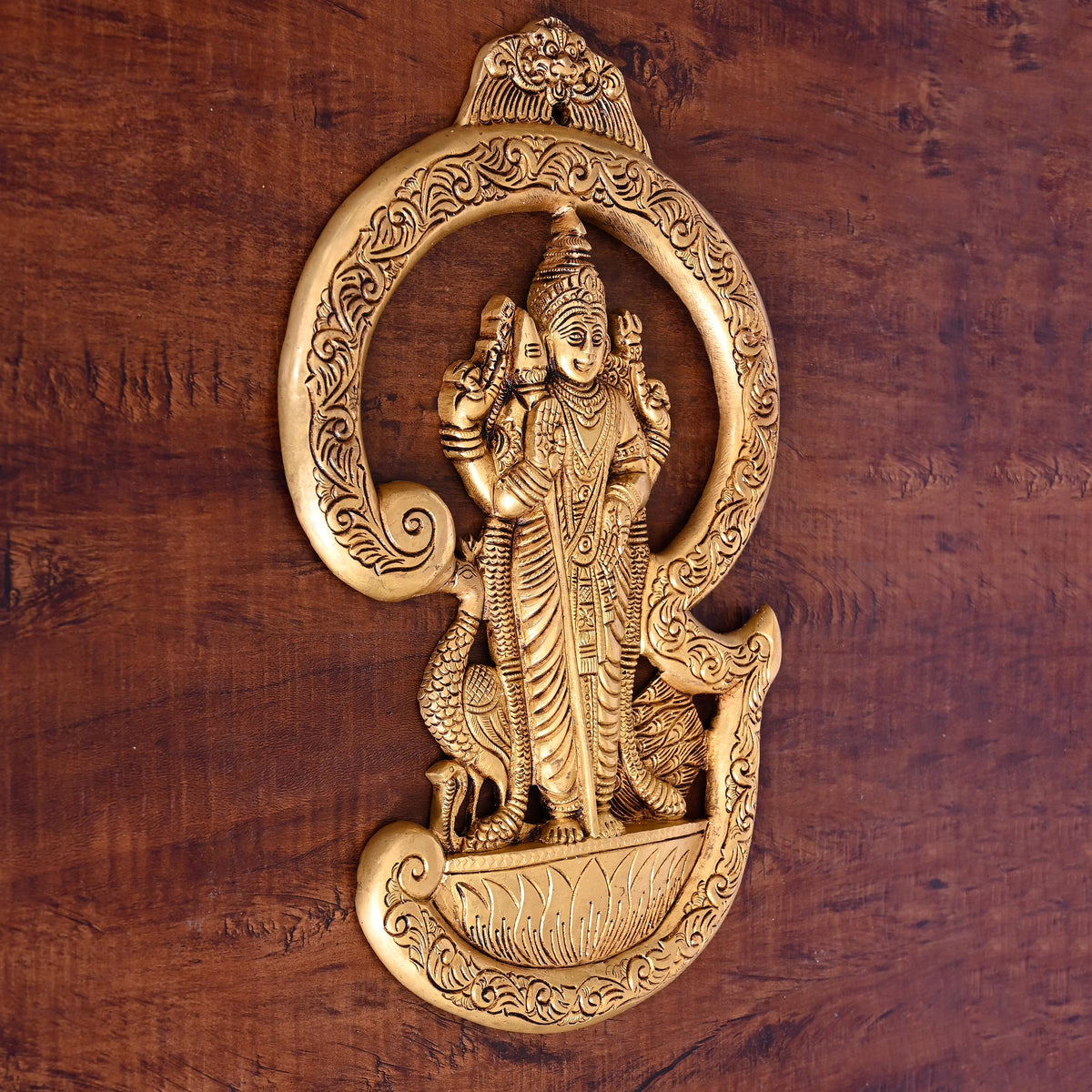 Brass Lord Murugan/Kartikeya Wall Hanging (13.5 Inch) Vedansh Craft