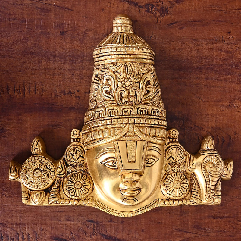 Brass Tirupati Balaji/Venkateshwar Face Wall Hanging (12 Inch) Vedansh Craft