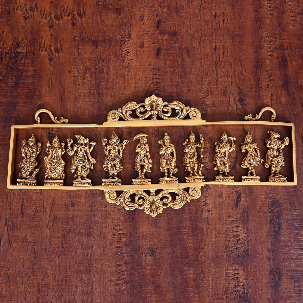BRASS Dashavatara / VISHNU AVATAR WALL HANGING (9.5") Vedansh Craft