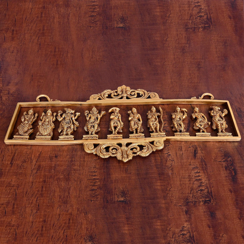 BRASS Dashavatara / VISHNU AVATAR WALL HANGING (9.5") Vedansh Craft