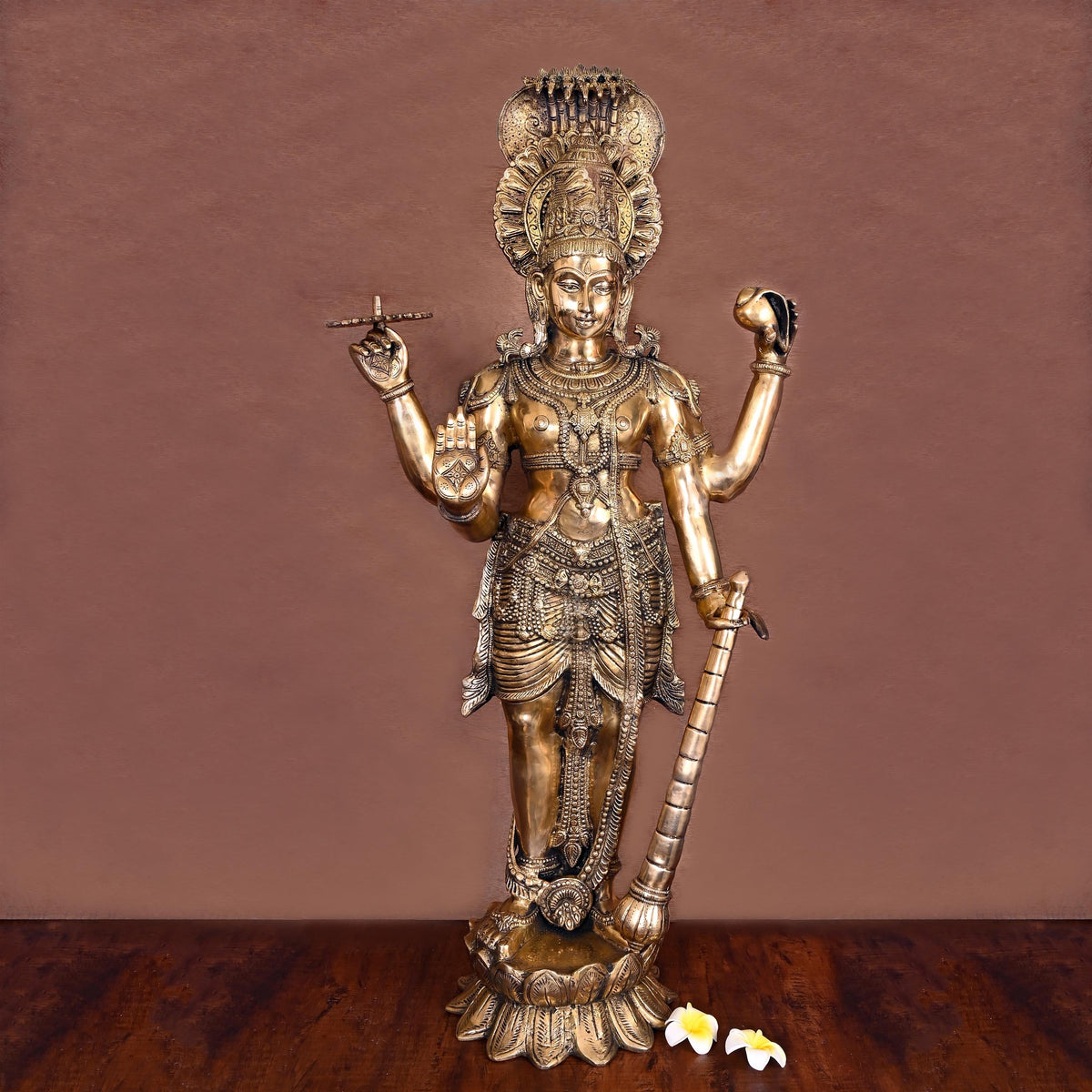 Brass Standing Lord Vishnu Statue (41 Inch) Vedansh Craft