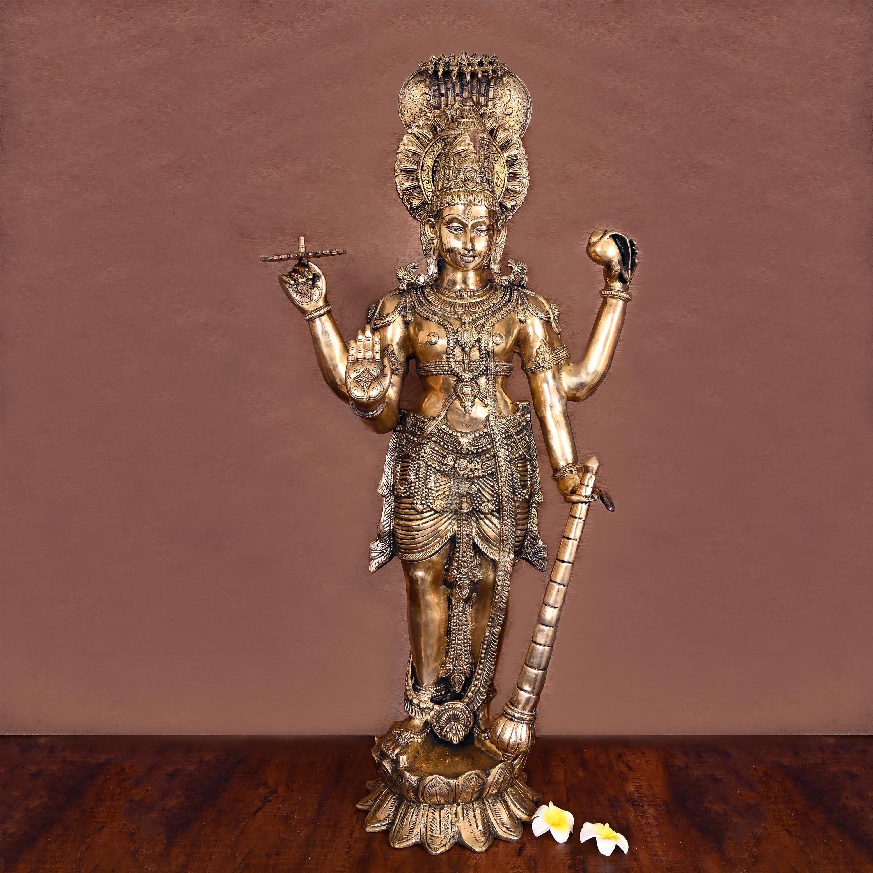 Brass Standing Lord Vishnu Statue (41 Inch) Vedansh Craft