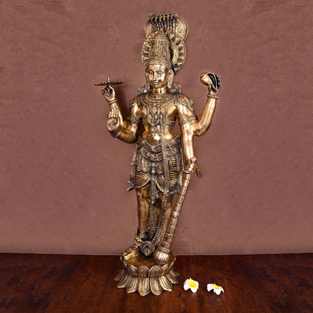 Brass Standing Lord Vishnu Statue (41 Inch) Vedansh Craft