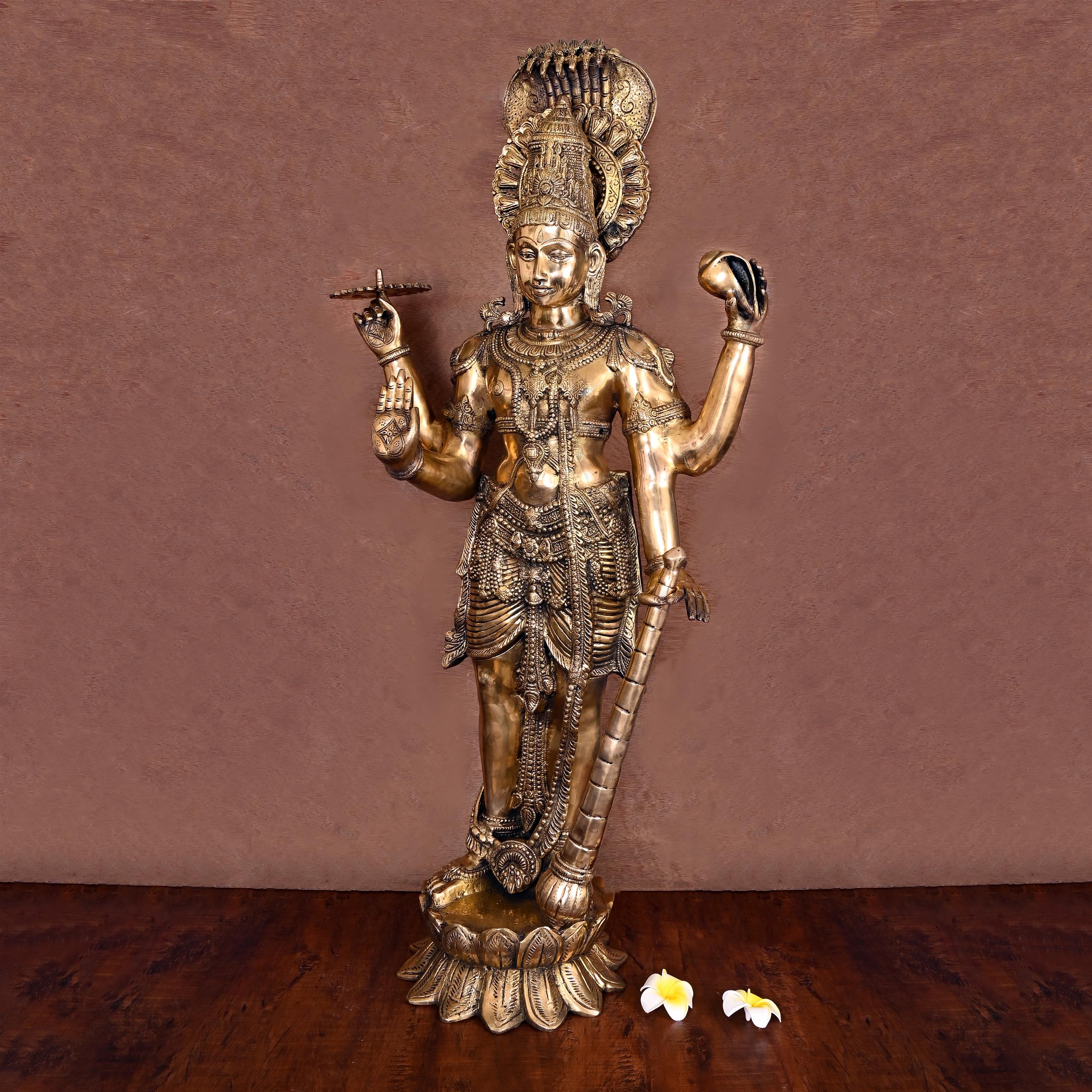 Brass Standing Lord Vishnu Statue (41 Inch) Vedansh Craft