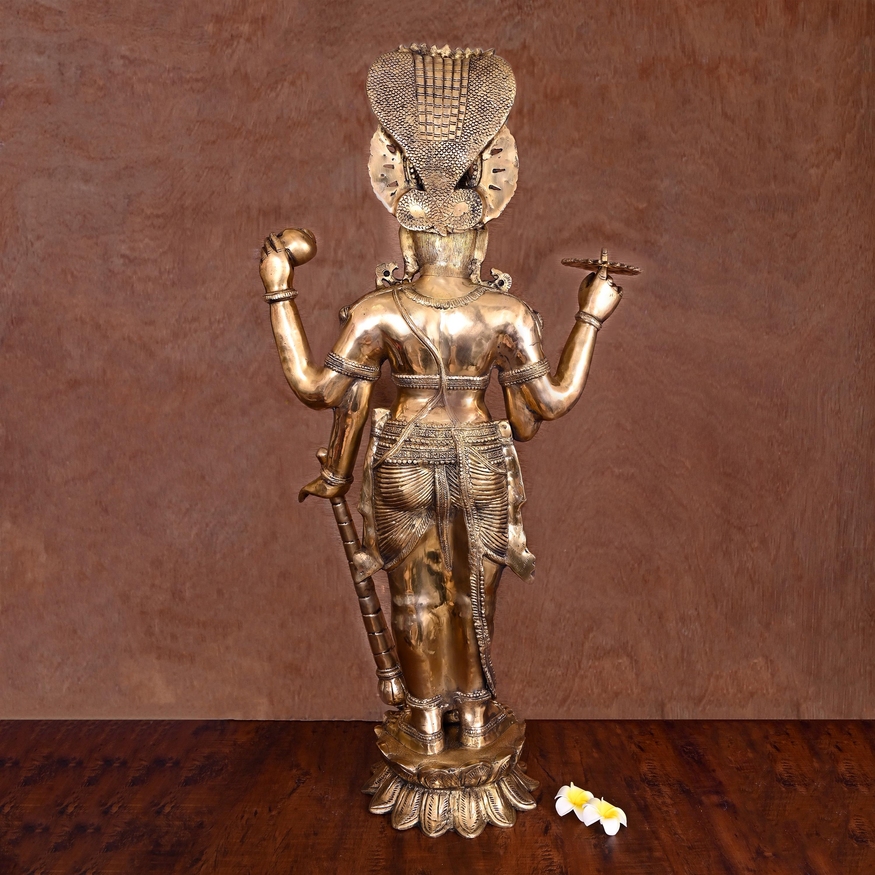 Brass Standing Lord Vishnu Statue (41 Inch) Vedansh Craft