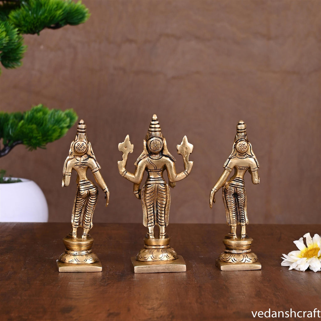 Brass Superfine Lord Balaji With Sri Devi And Bhudevi Idols Set Vedansh Craft