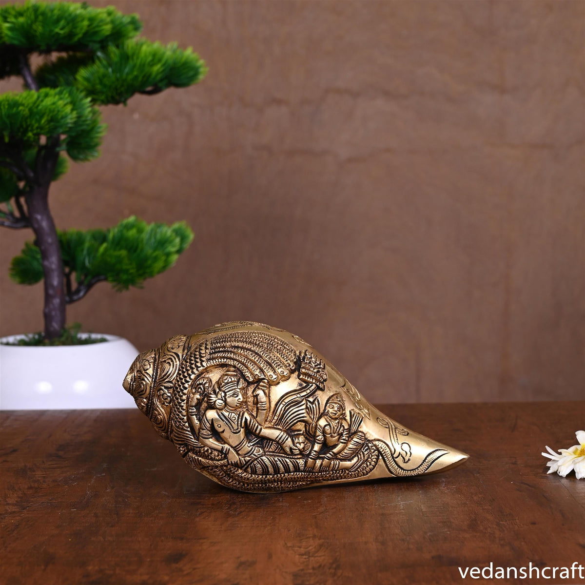 Brass Lord Vishnu And Lakshmi Conch Vedansh Craft