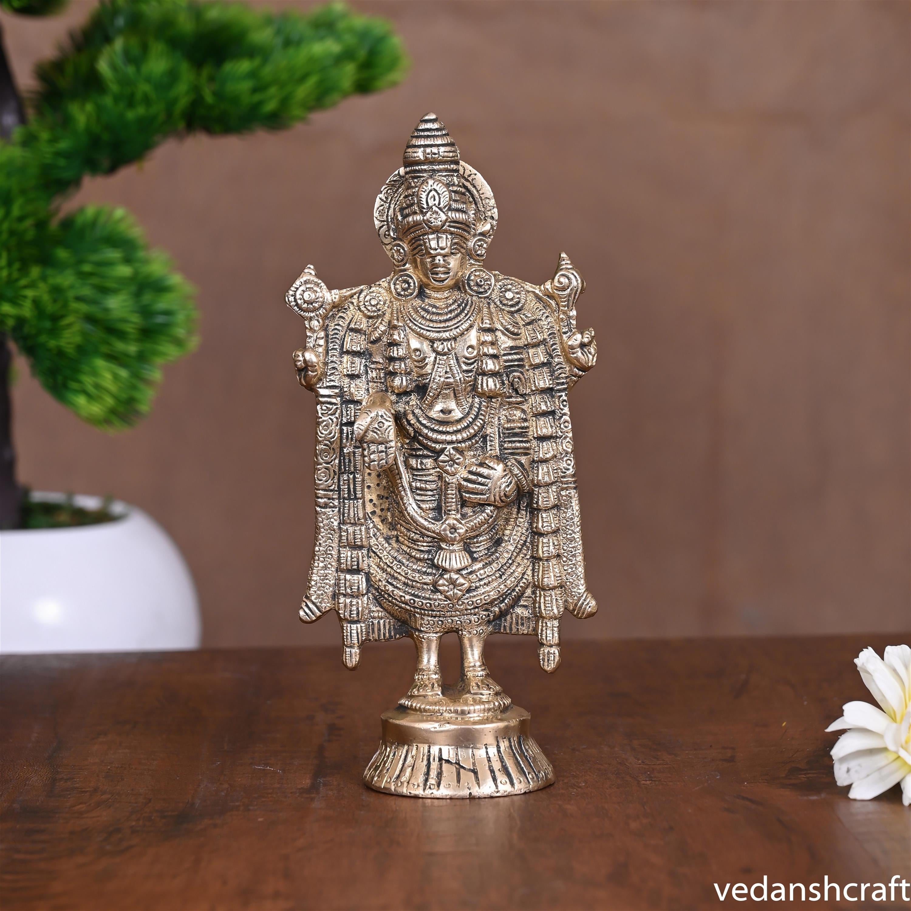 Brass Tirupati Balaji/Venkateshwar Idol (6 Inch) Vedansh Craft