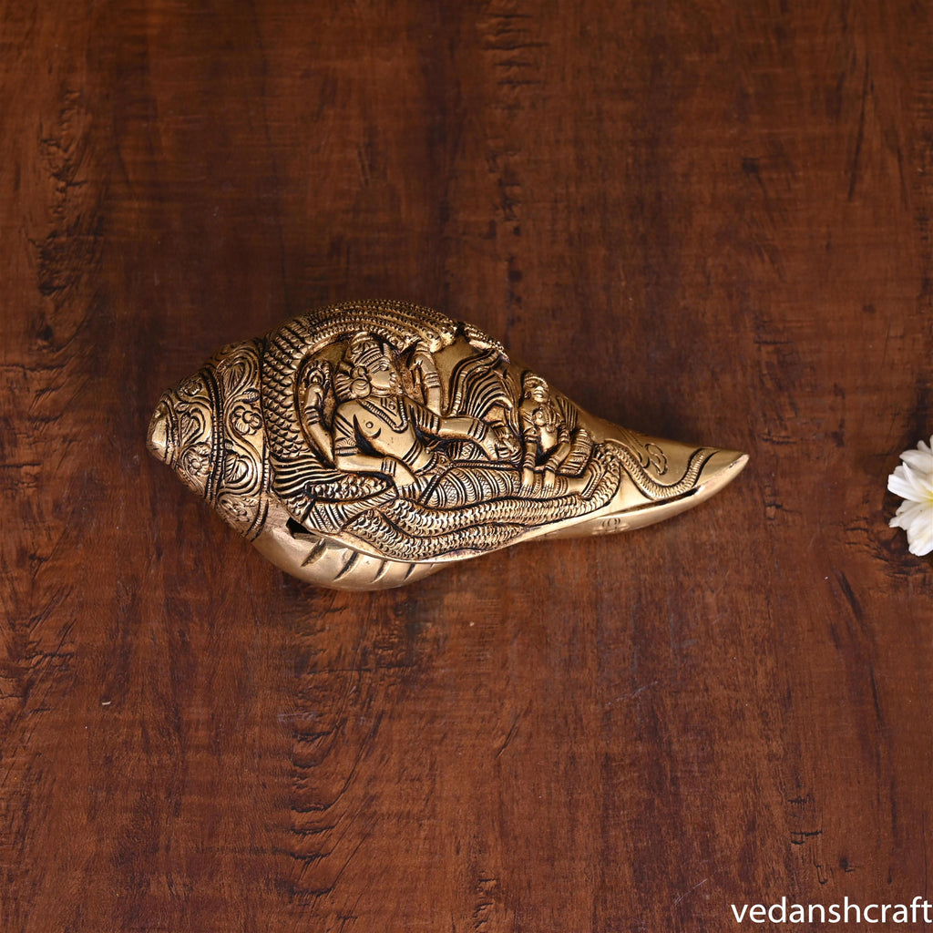 Brass Lord Vishnu And Lakshmi Conch Vedansh Craft