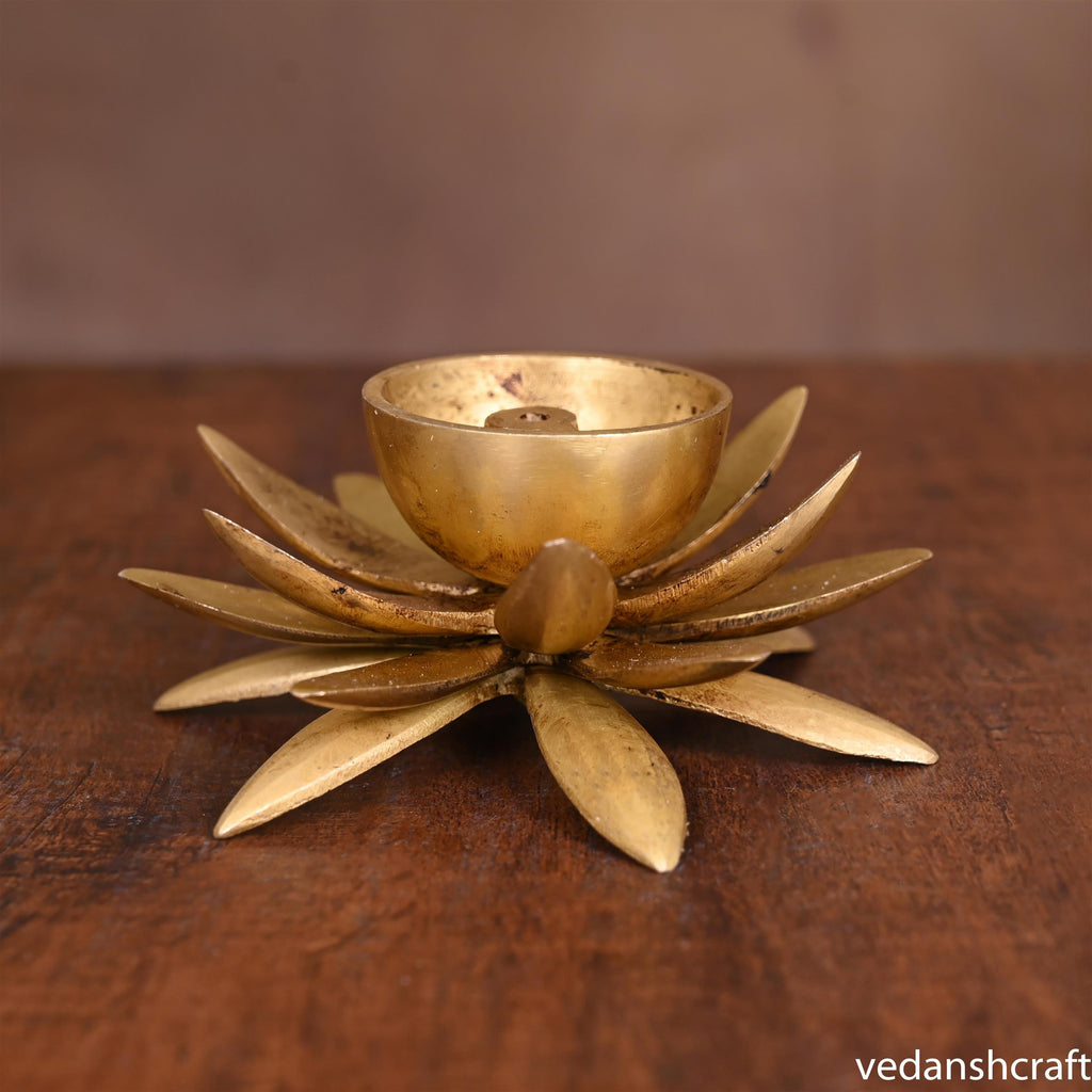 Brass Flower Akhand Diya (3 Inch) Vedansh Craft
