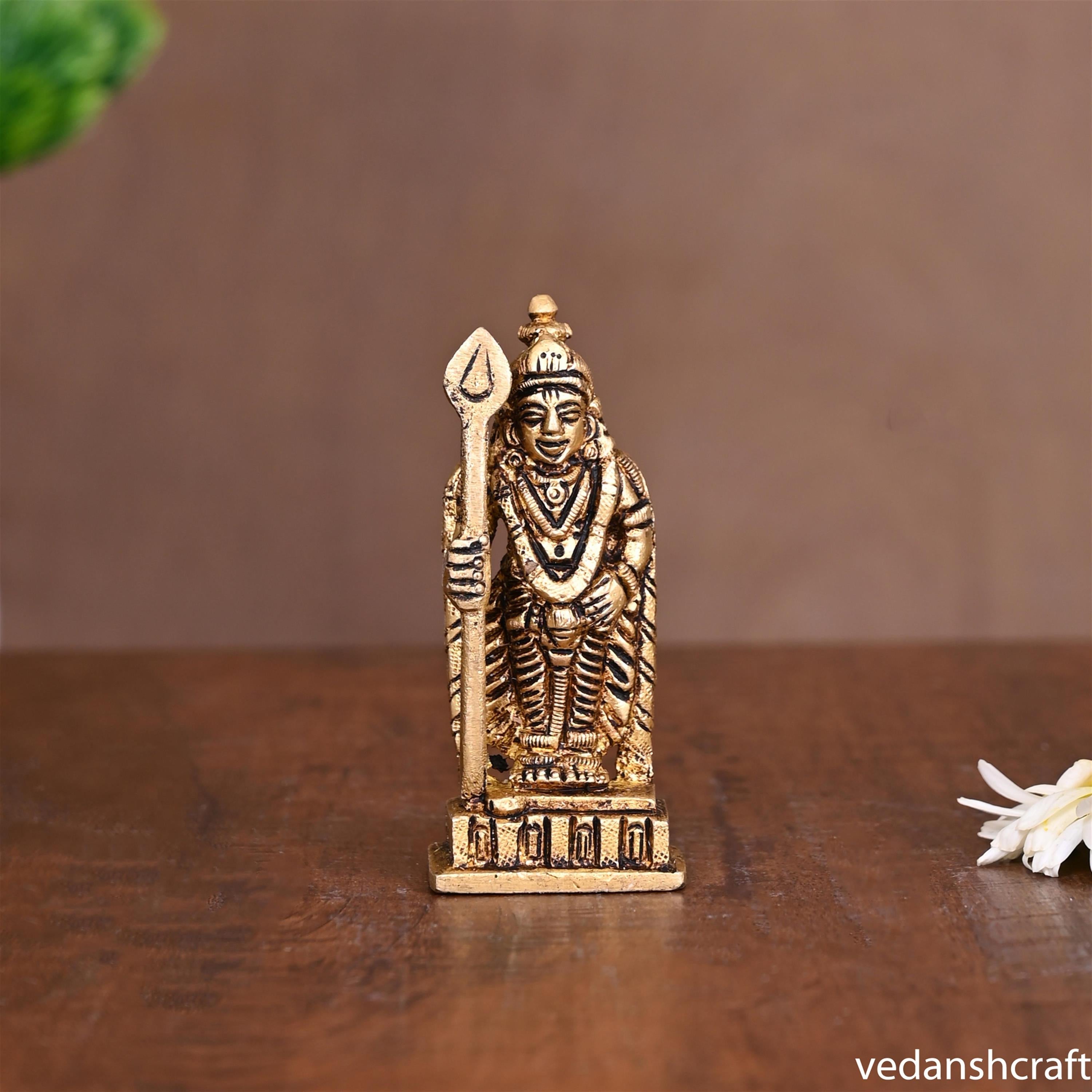 Brass Standing Lord Murugan/Kartikeya Idol (3.2 Inch) Vedansh Craft