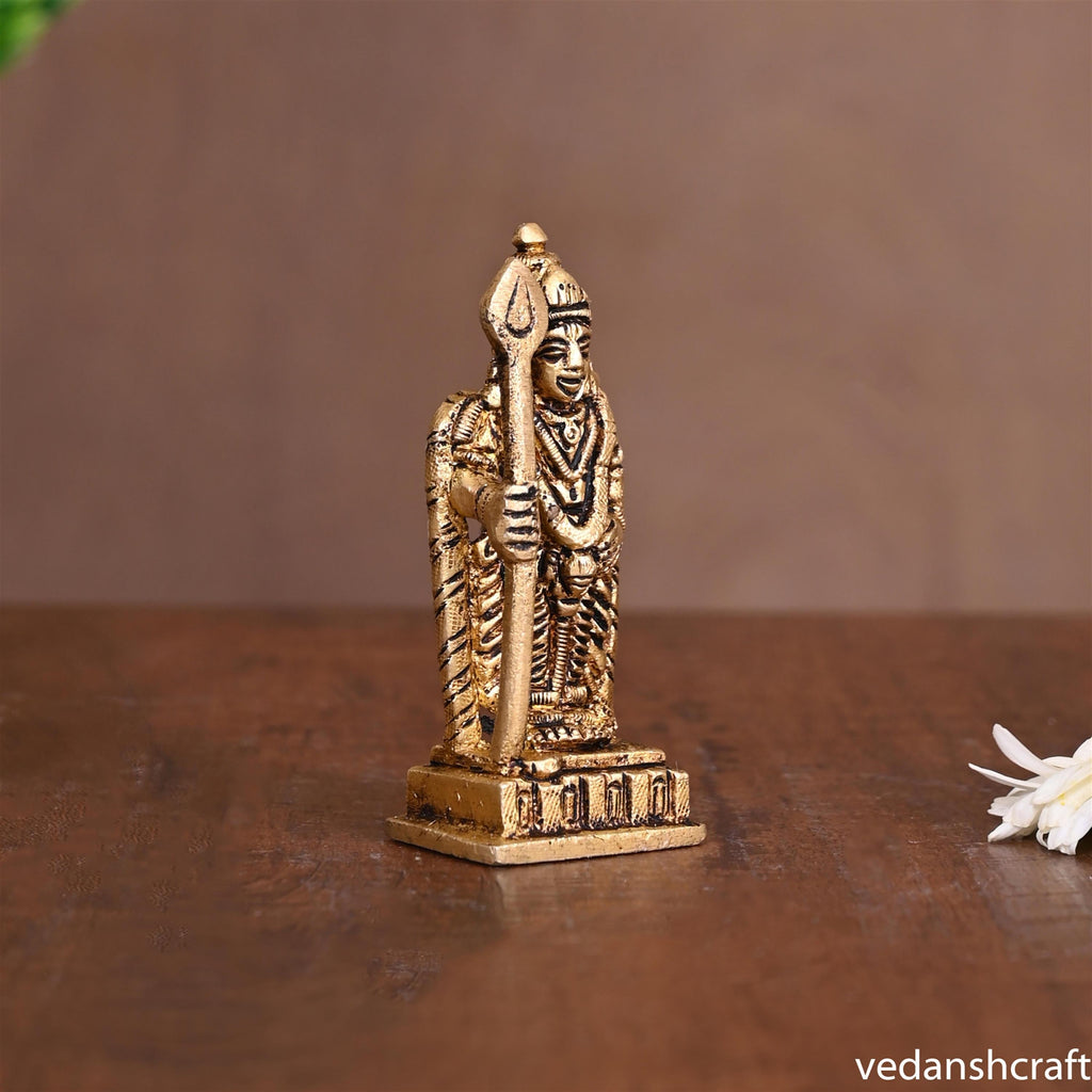 Brass Standing Lord Murugan/Kartikeya Idol (3.2 Inch) Vedansh Craft