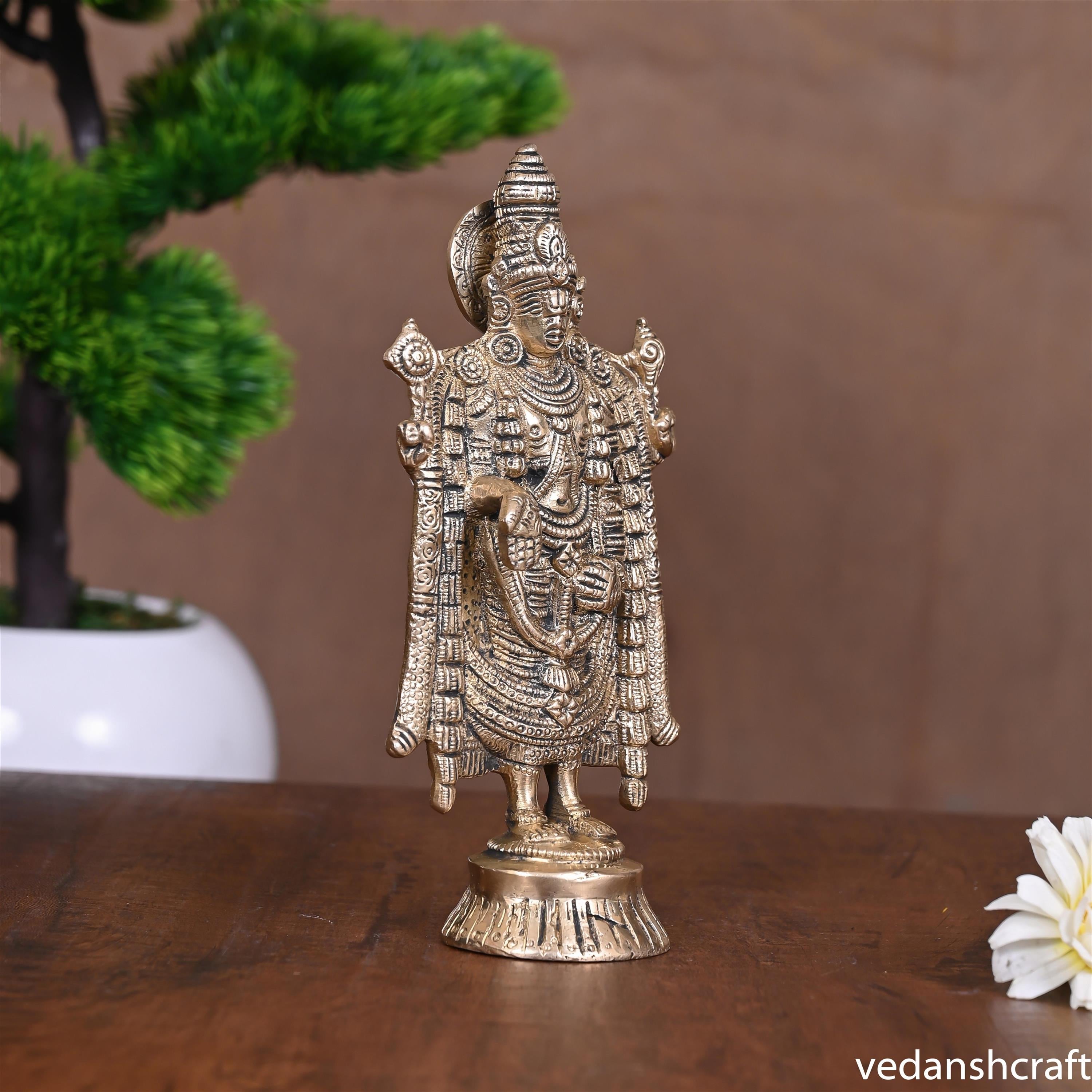 Brass Tirupati Balaji/Venkateshwar Idol (6 Inch) Vedansh Craft