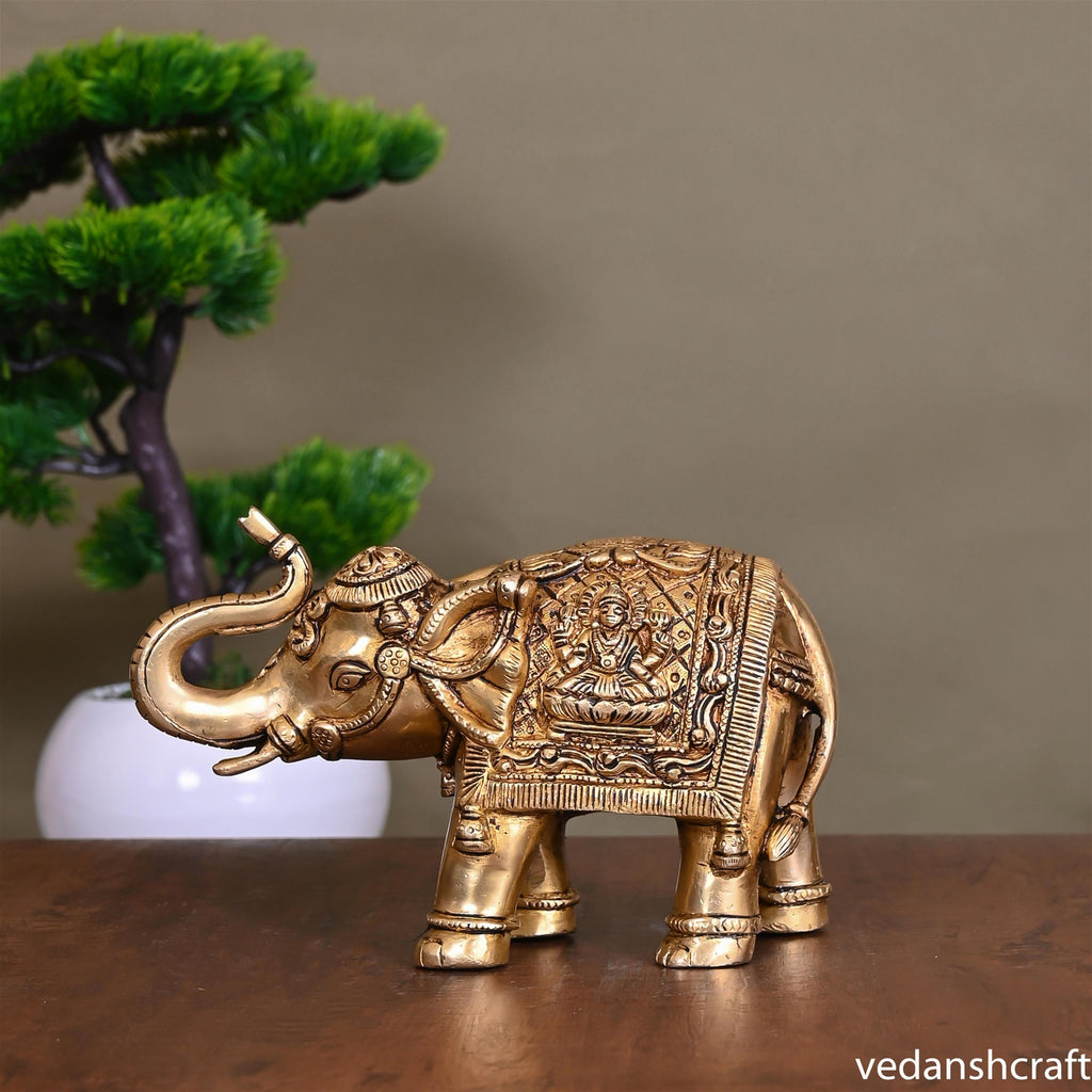 Brass Elephant Royal Statue (5 Inch) Vedansh Craft