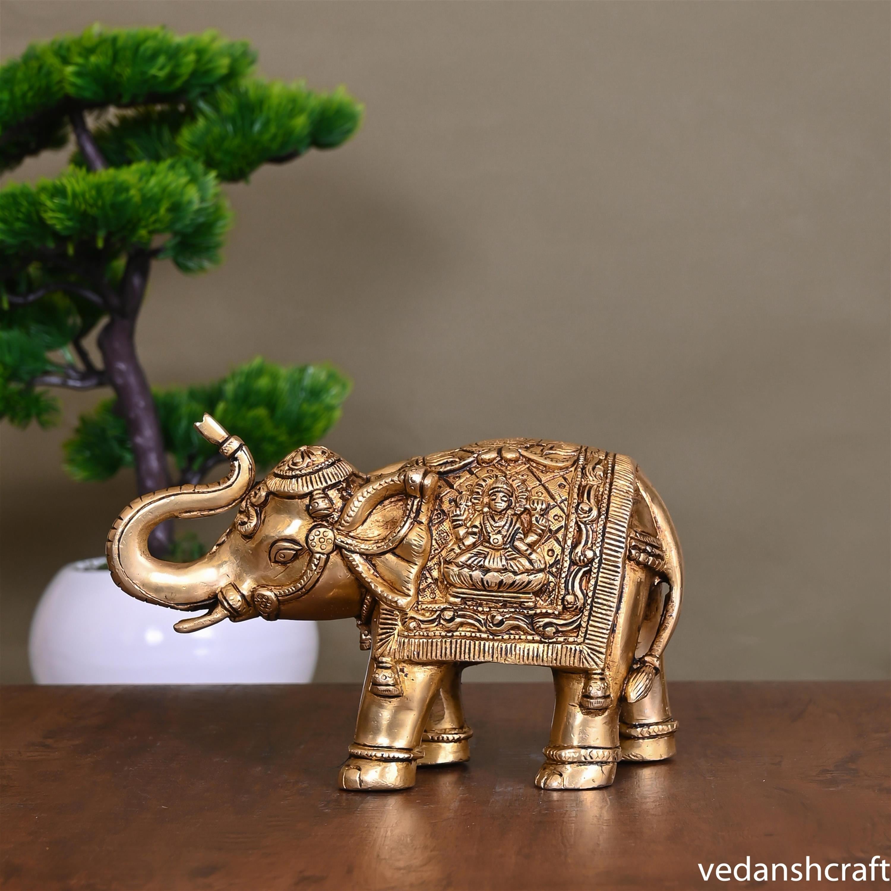 Brass Elephant Royal Statue (5 Inch) Vedansh Craft