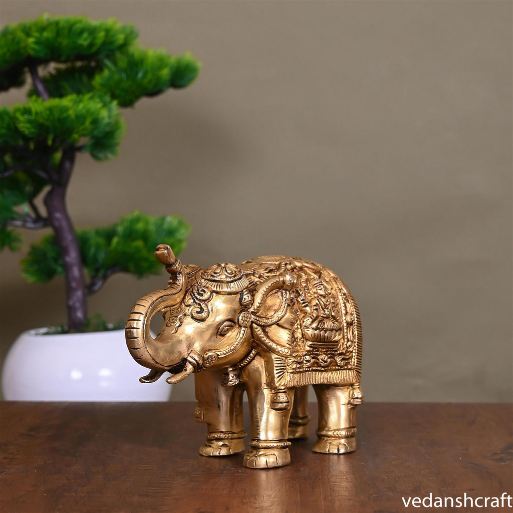 Brass Elephant Royal Statue (5 Inch) Vedansh Craft