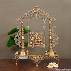 Brass Sitting Ganesha On Swing/Jhula (18.5 Inch) Vedansh Craft