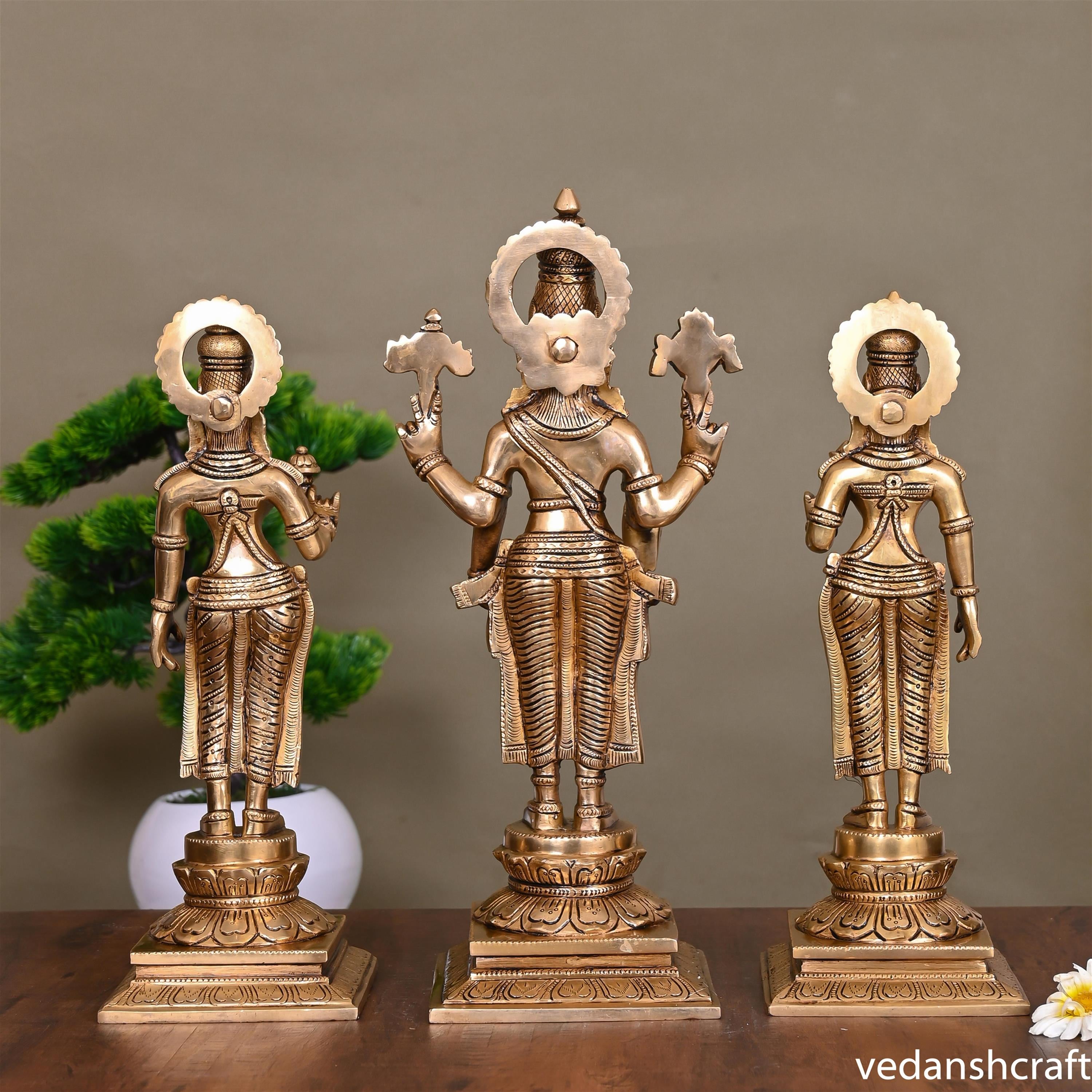 Brass Superfine Lord Balaji With Sri Devi And Bhudevi Idols Set Vedansh Craft