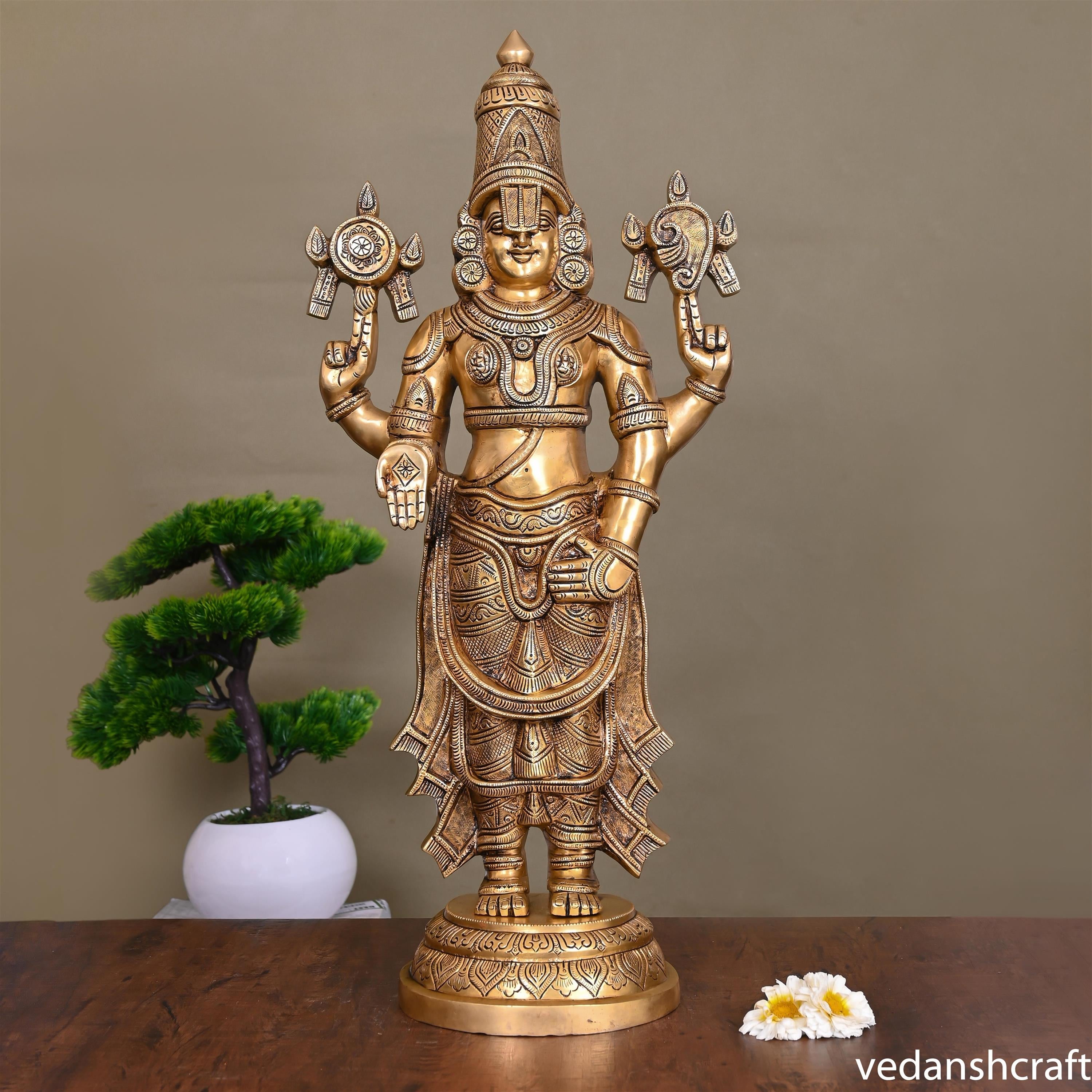 Brass Superfine Tirupati Balaji/Venkateshwar Idol (24 Inch) Vedansh Craft