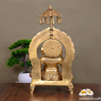 Brass Sitting Ganesha On Throne Idol (19.5 Inch) Vedansh Craft