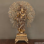 Brass Standing Lord Krishna Statue With Tree (36") Vedansh Craft