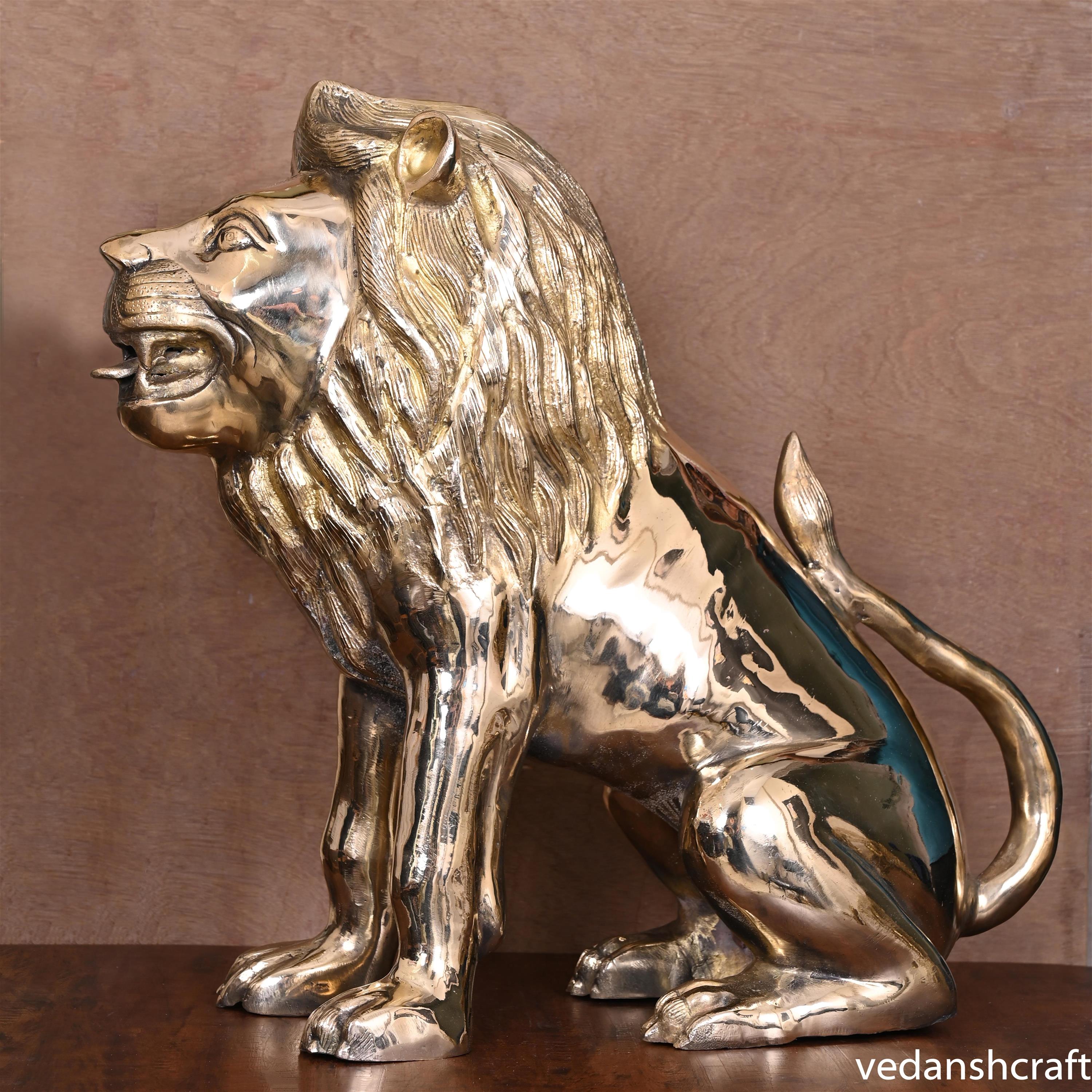 Brass Lion Statue (22 Inch) Vedansh Craft