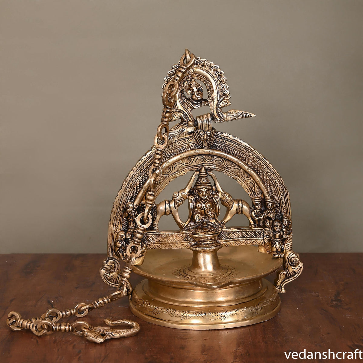 Brass Superfine Goddess Gaja Lakshmi Wall Hanging Diya (37.5 Inch) Vedansh Craft