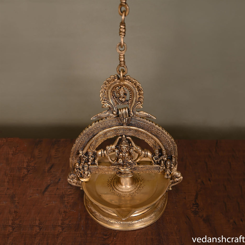 Brass Superfine Goddess Gaja Lakshmi Wall Hanging Diya (37.5 Inch) Vedansh Craft