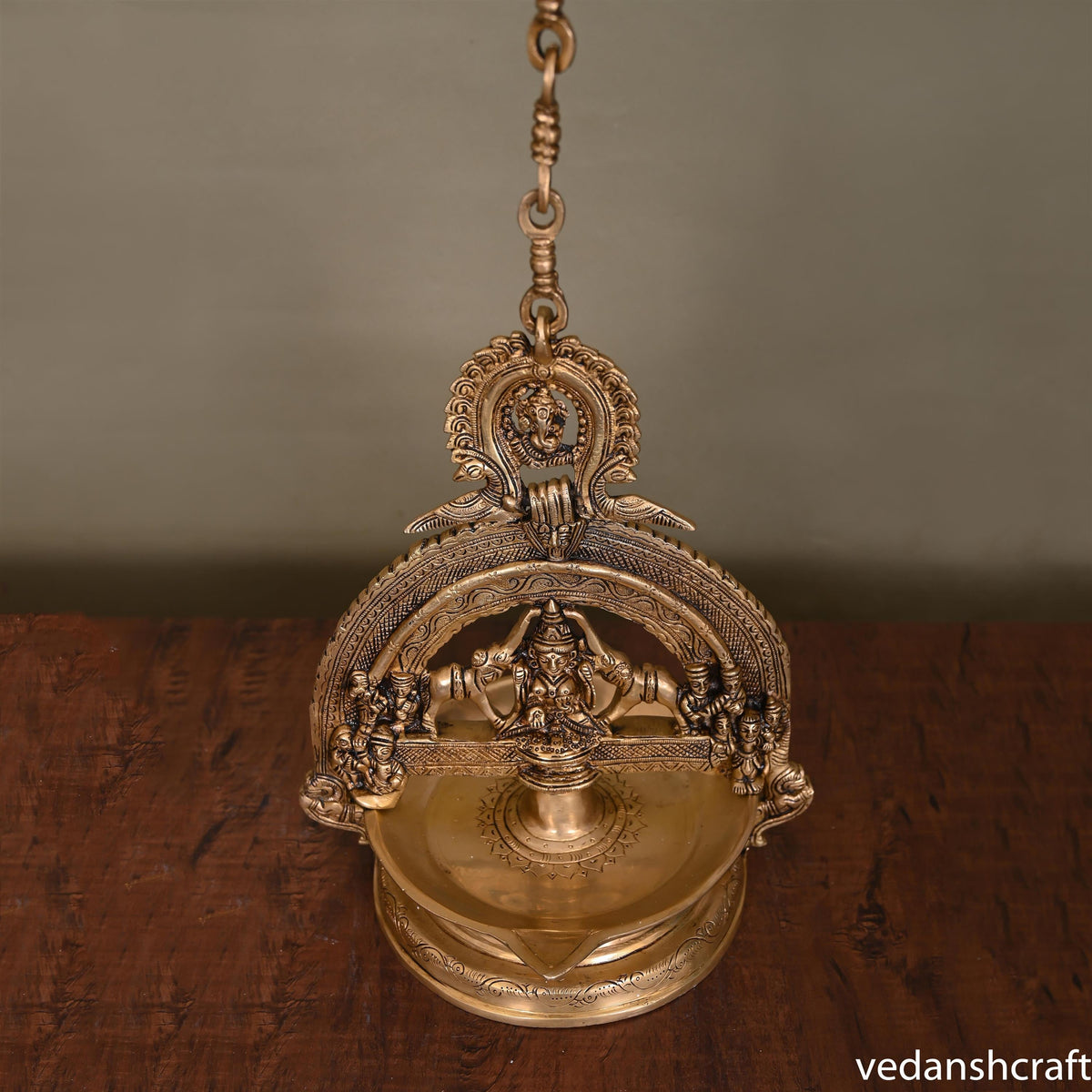 Brass Superfine Goddess Gaja Lakshmi Wall Hanging Diya (37.5 Inch) Vedansh Craft