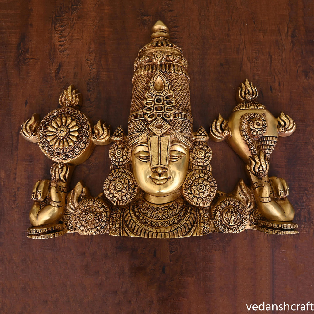 Brass Tirupati Balaji/Venkateshwar Face Wall Hanging Vedansh Craft