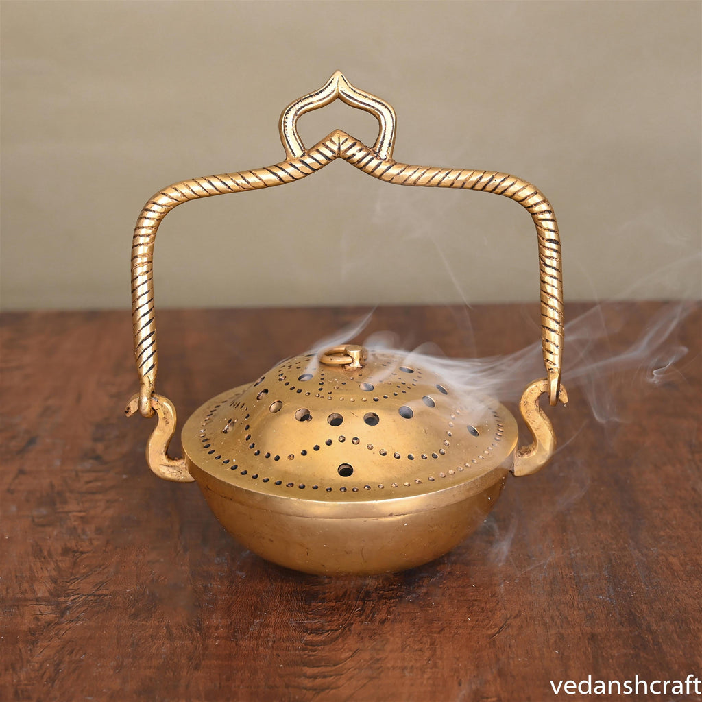 Brass Dhoop Dani & Incense Holder (7.2 Inch) Vedansh Craft