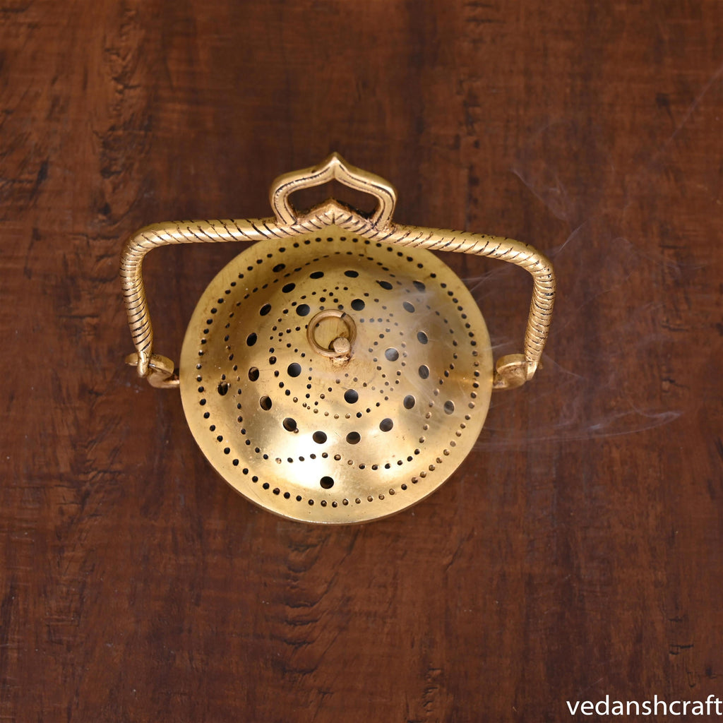 Brass Dhoop Dani & Incense Holder (7.2 Inch) Vedansh Craft