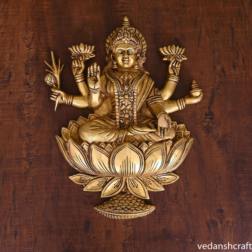 Brass Goddess Lakshmi Wall Hanging (13 Inch) Vedansh Craft
