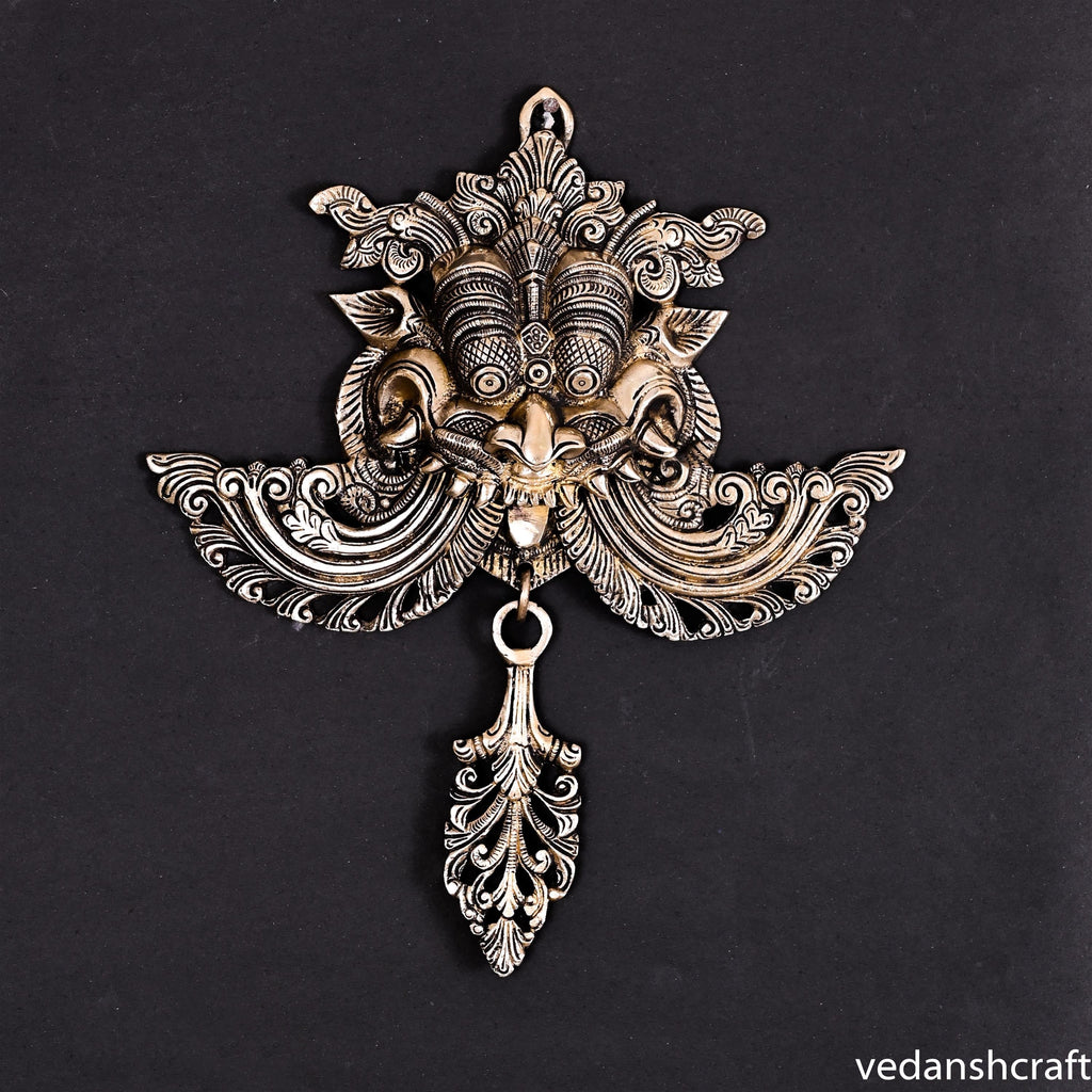 Brass Yali/kirtimukha Face Door Knocker (12 Inch) Vedansh Craft