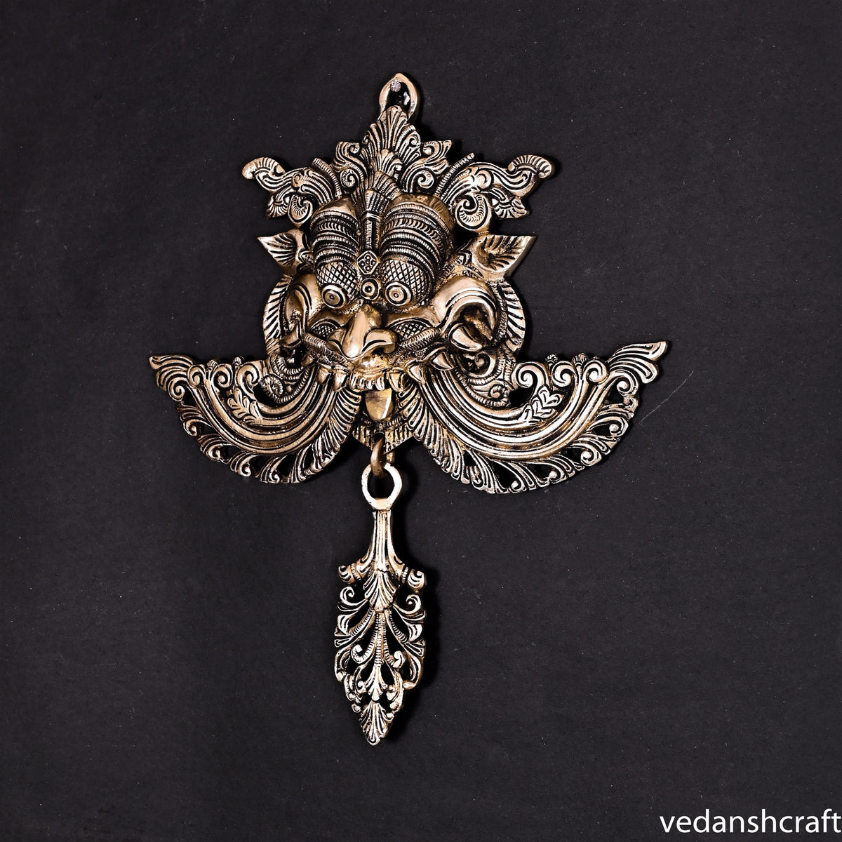 Brass Yali/kirtimukha Face Door Knocker (12 Inch) Vedansh Craft