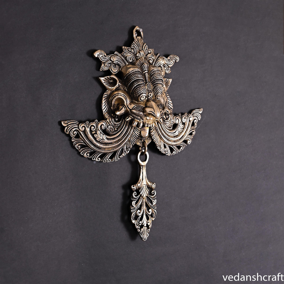 Brass Yali/kirtimukha Face Door Knocker (12 Inch) Vedansh Craft
