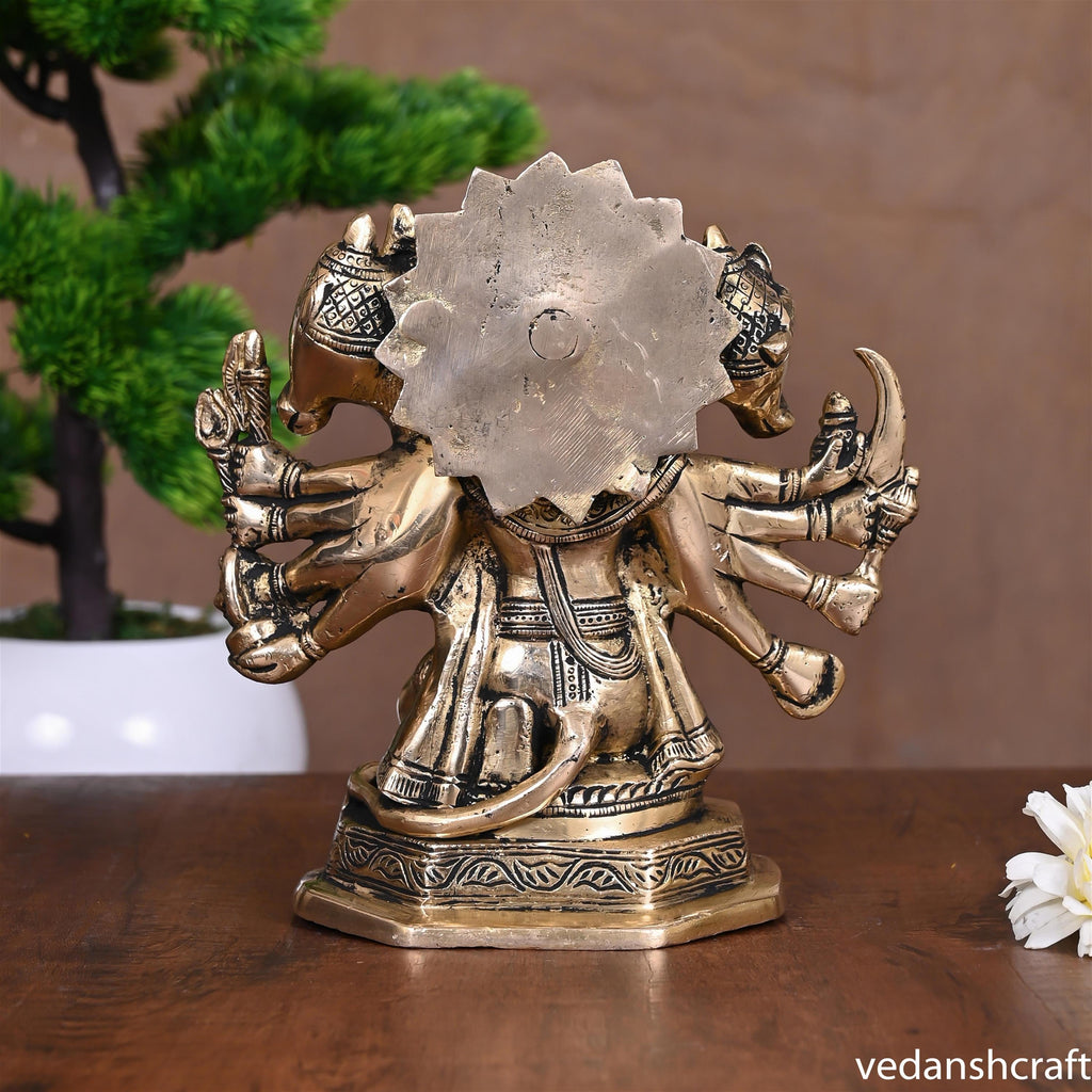 Brass Sitting Panchmukhi Hanuman Idol (7") Vedansh Craft