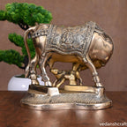 Brass Kamdhenu Cow With Calf Idol (8.5 Inch) Vedansh Craft