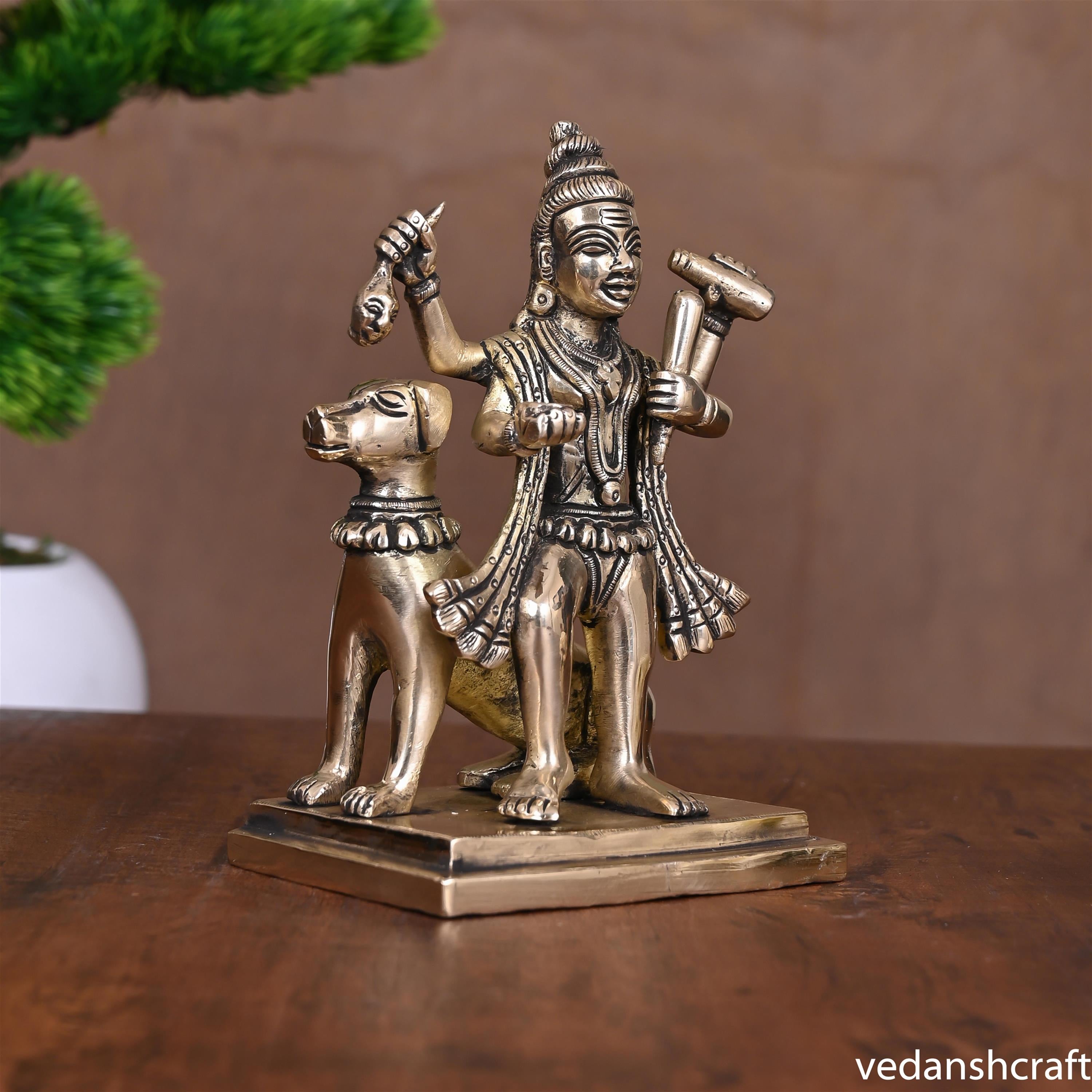 Brass Kal Bhairav Idol (6.2 Inch) Vedansh Craft